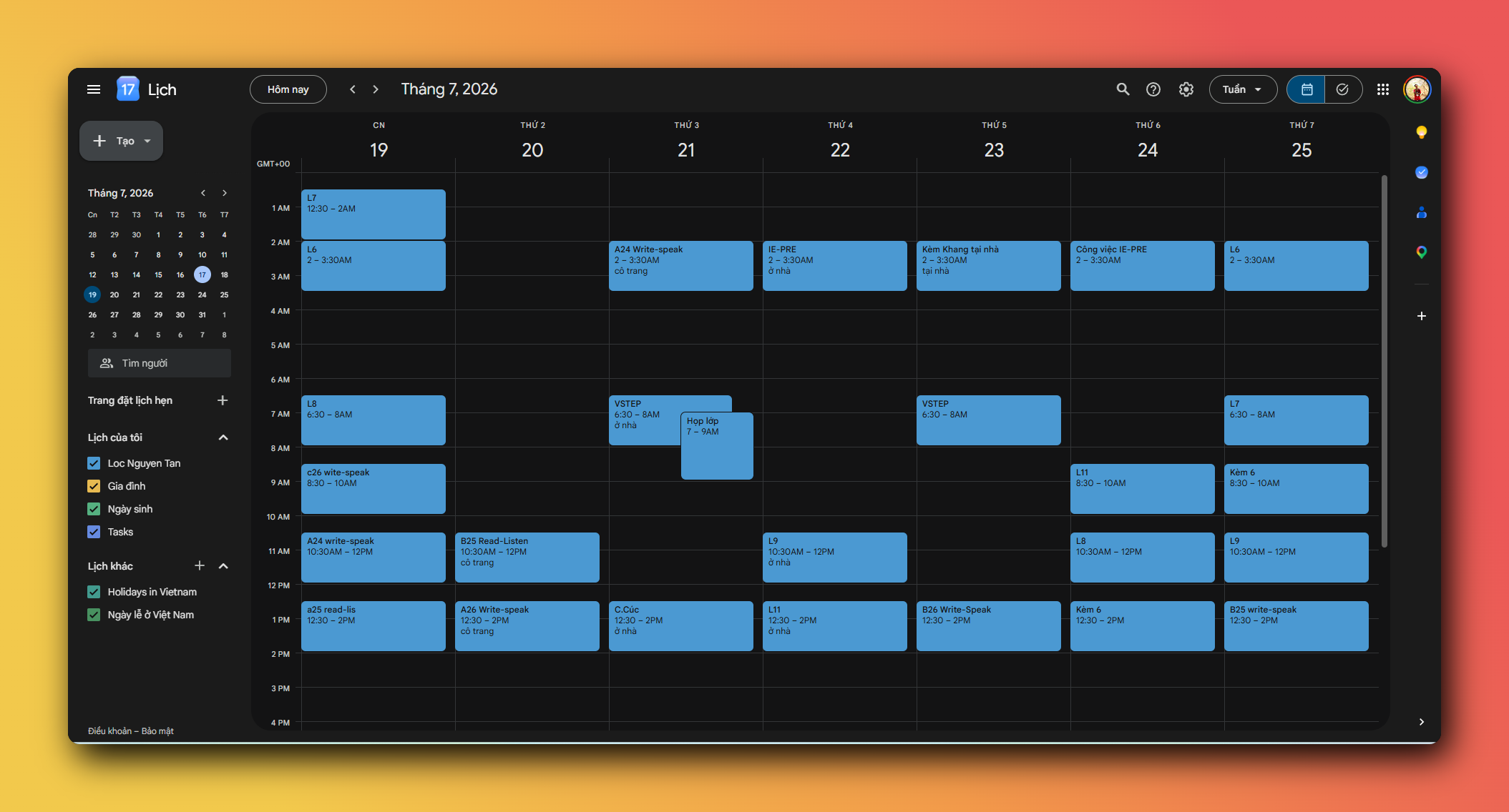 WeekBoard sync with personal Google Calendar